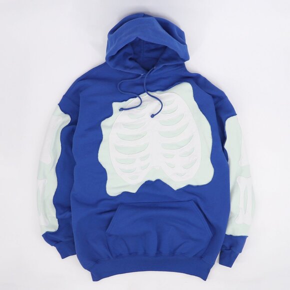 REWORKED UPCYCLED 1 OF 1 SKELETON BONES HOODIE Size XL - Picture 1 of 5